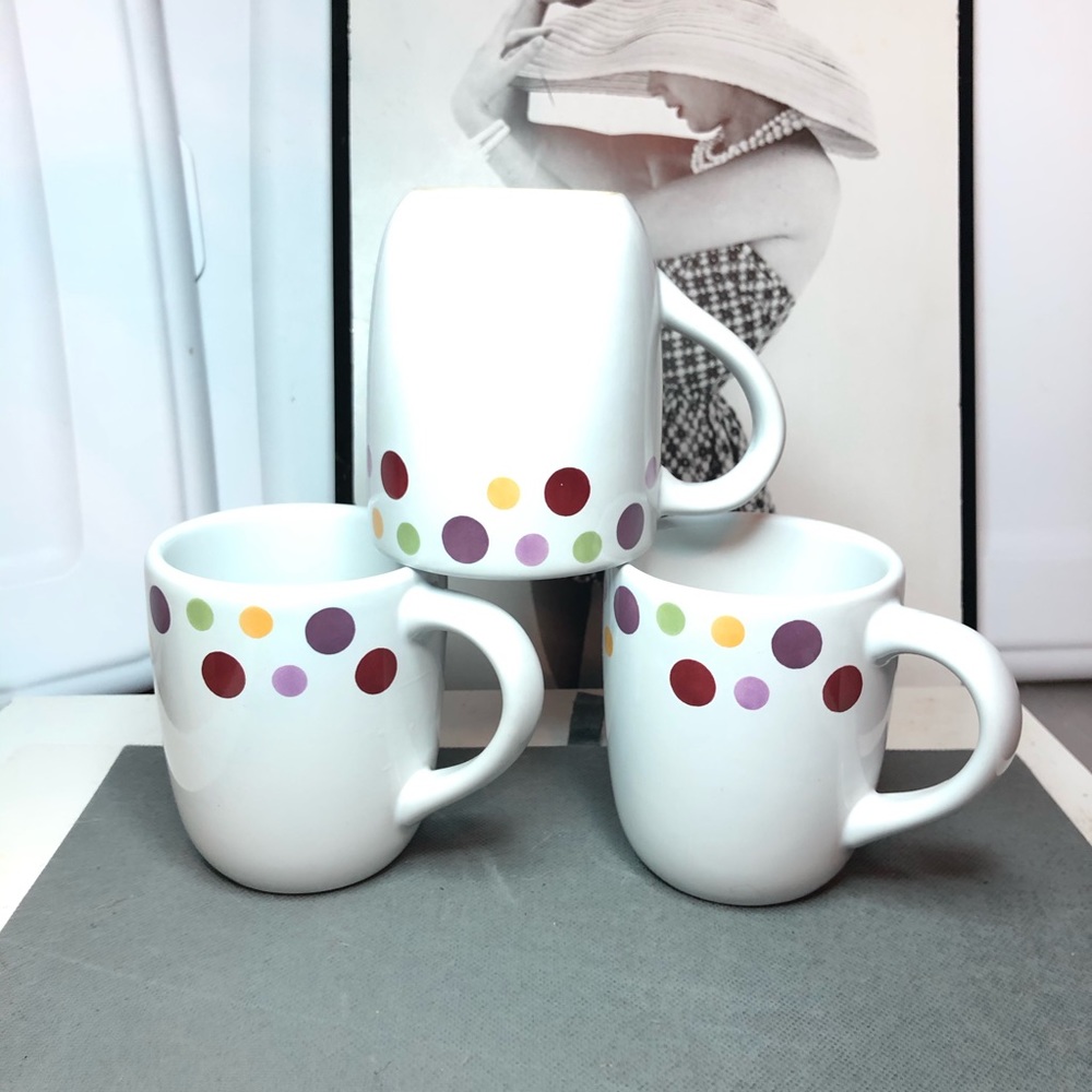 PAMPERED CHEF SIMPLE ADDITIONS DOTS MUG SET of 3